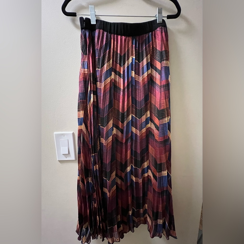 Ba&sh Paolo Bordeaux Chevron Pleated Skirt size S/6